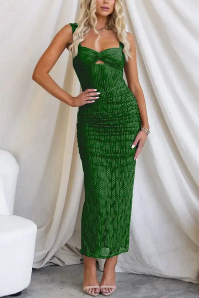 Isla™ | Ruched Mesh Maxi Dress