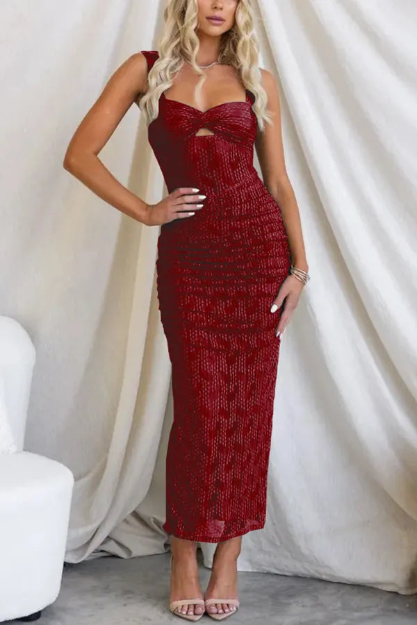 Isla™ | Ruched Mesh Maxi Dress
