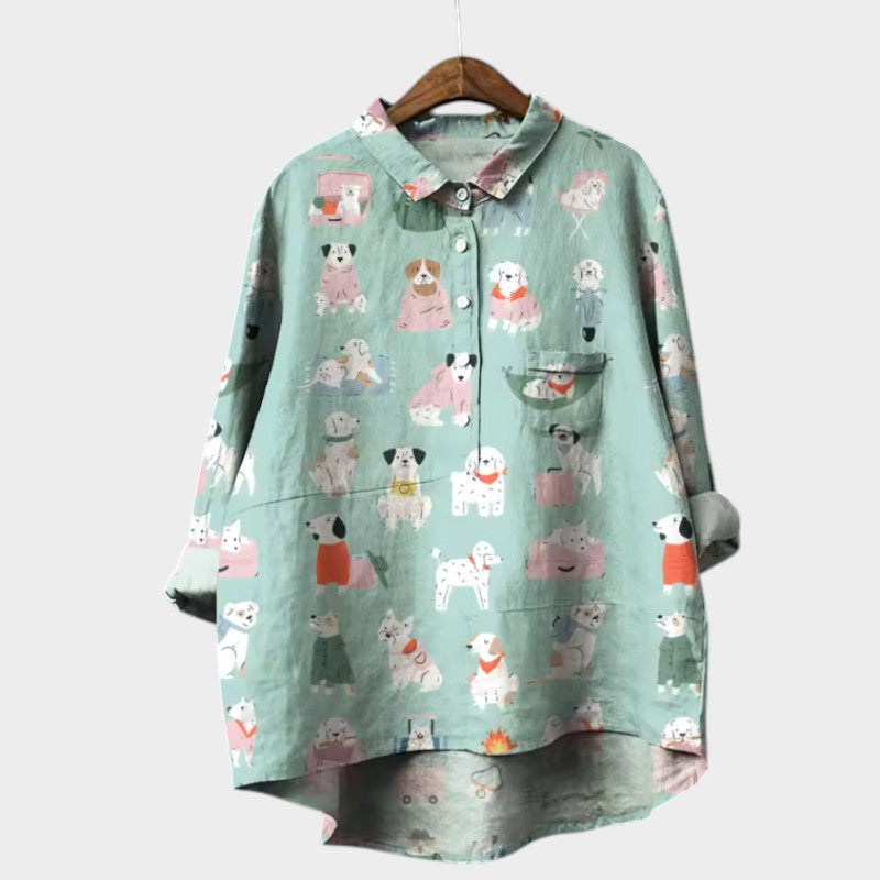 Marianella™ | Oversized Dog Print Shirt