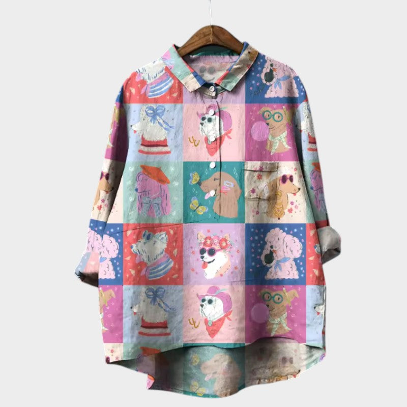 Marianella™ | Oversized Dog Print Shirt