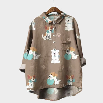 Marianella™ | Oversized Dog Print Shirt
