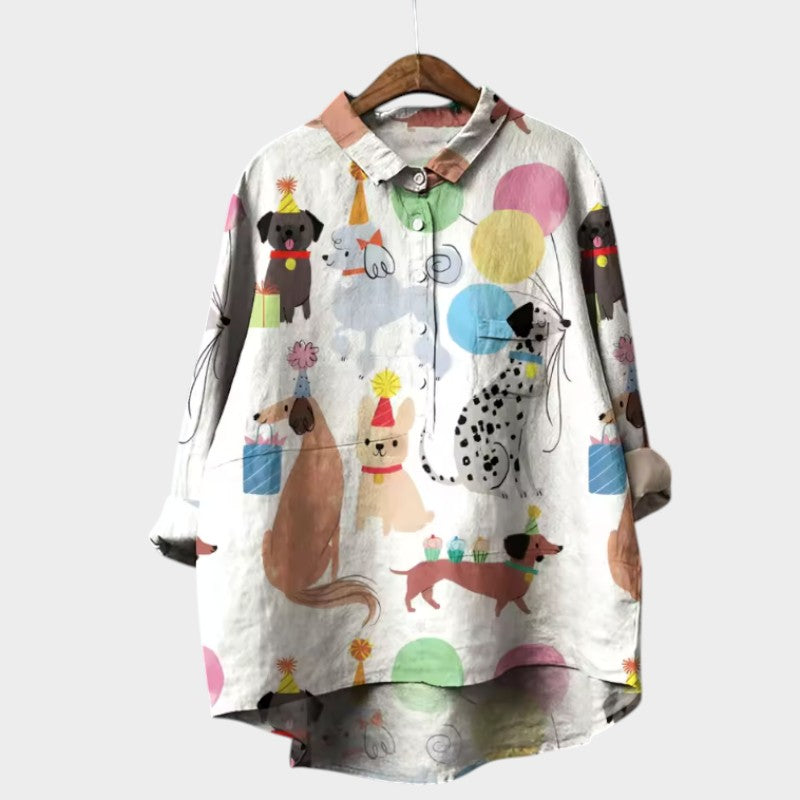 Marianella™ | Oversized Dog Print Shirt