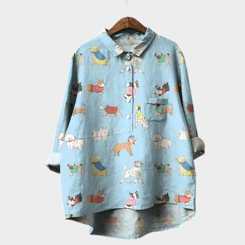 Marianella™ | Oversized Dog Print Shirt