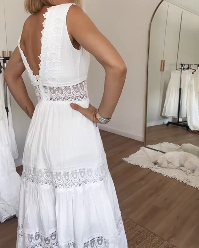 Alexandra™ | White Plunge Dress