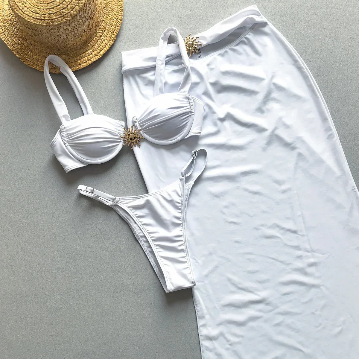 Blythe™ | White Bikini And Skirt Set