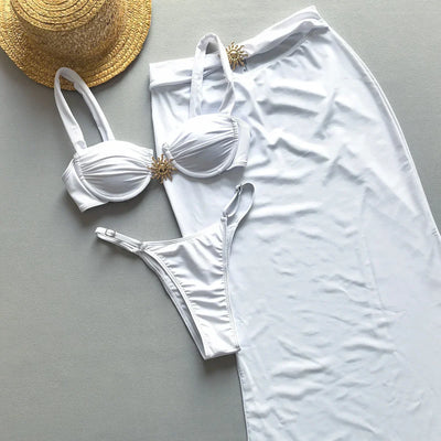 Blythe™ | White Bikini And Skirt Set