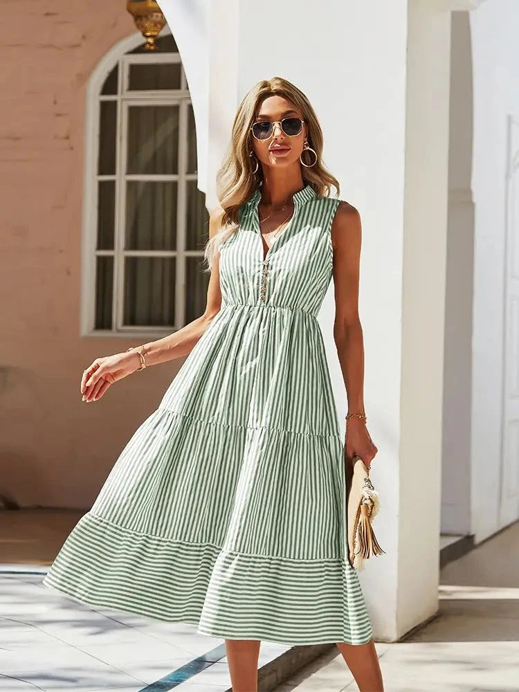 Gillian™ | Sleeveless Striped Dress