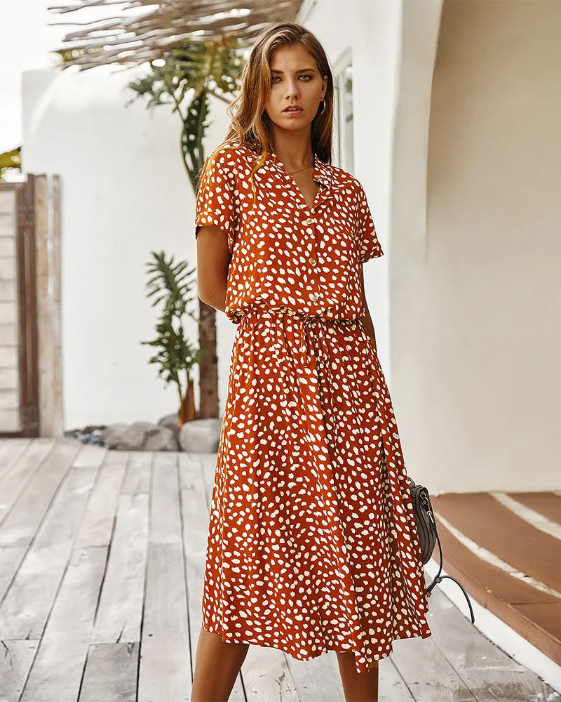 Edna™ | Vintage Waist-Tie Shirt Dress