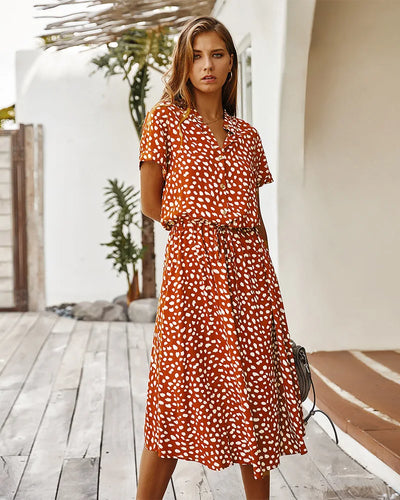 Edna™ | Vintage Waist-Tie Shirt Dress