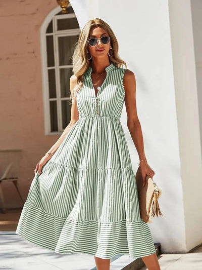 Gillian™ | Sleeveless Striped Dress