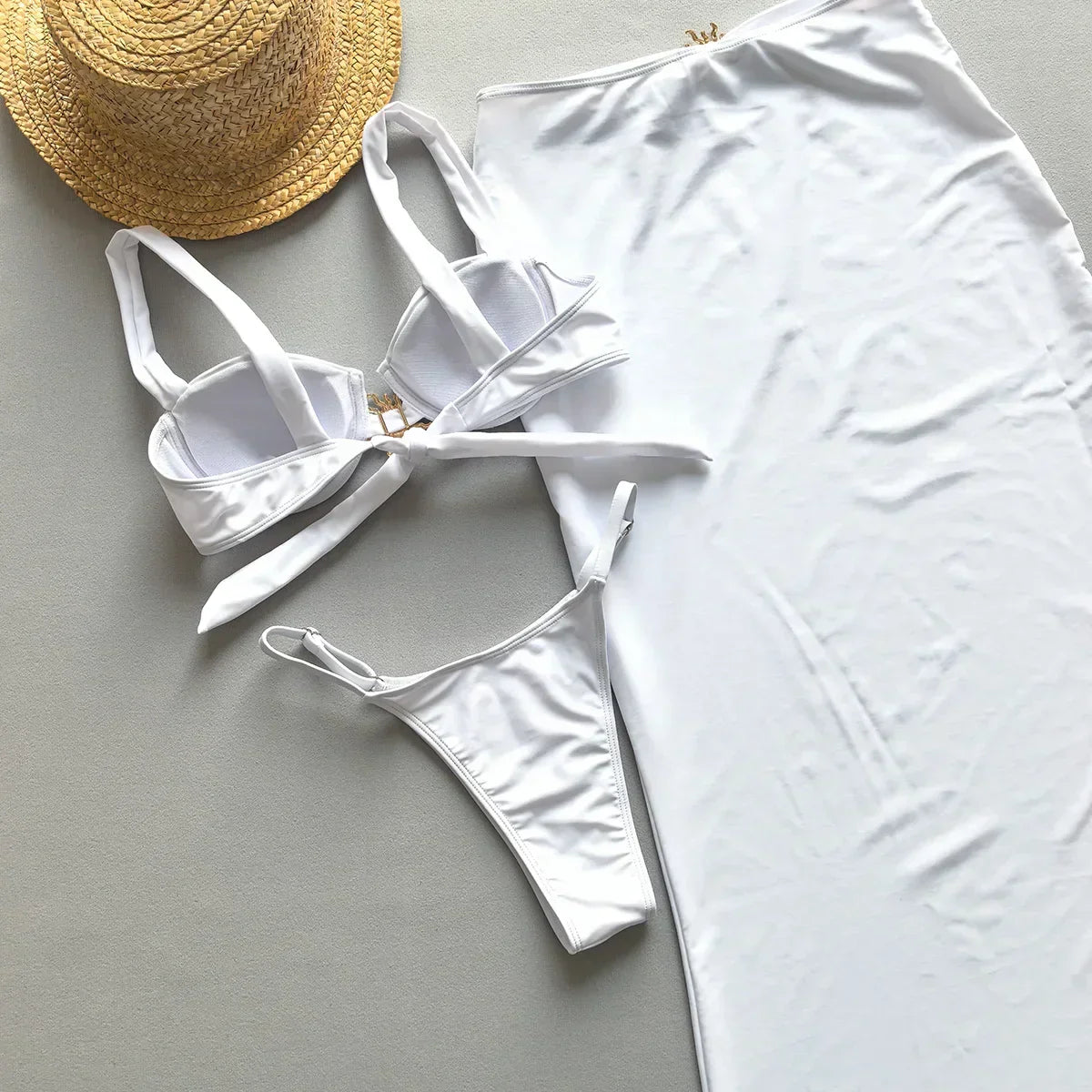 Blythe™ | White Bikini And Skirt Set