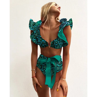 Bloom™ | Ruffle High-Waist Halter Bikini