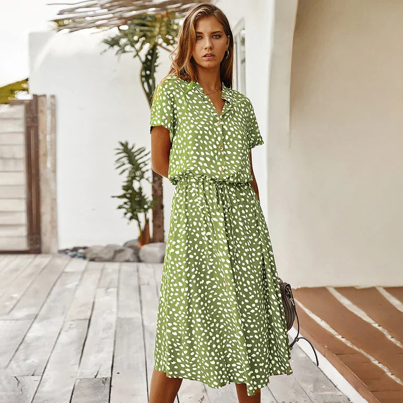 Edna™ | Vintage Waist-Tie Shirt Dress