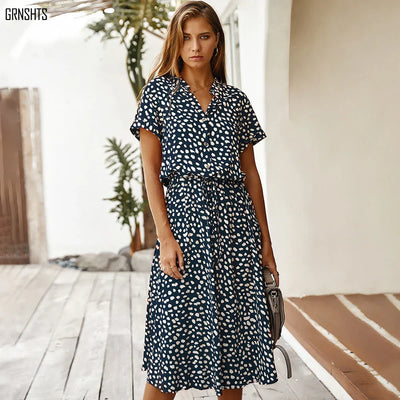 Edna™ | Vintage Waist-Tie Shirt Dress