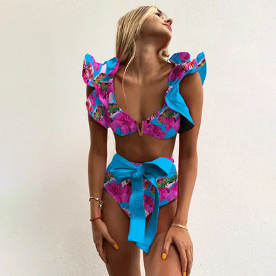 Bloom™ | Ruffle High-Waist Halter Bikini