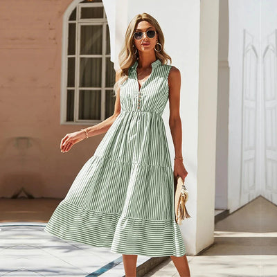 Gillian™ | Sleeveless Striped Dress