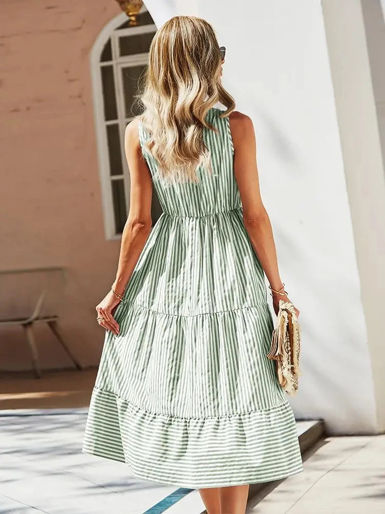 Gillian™ | Sleeveless Striped Dress