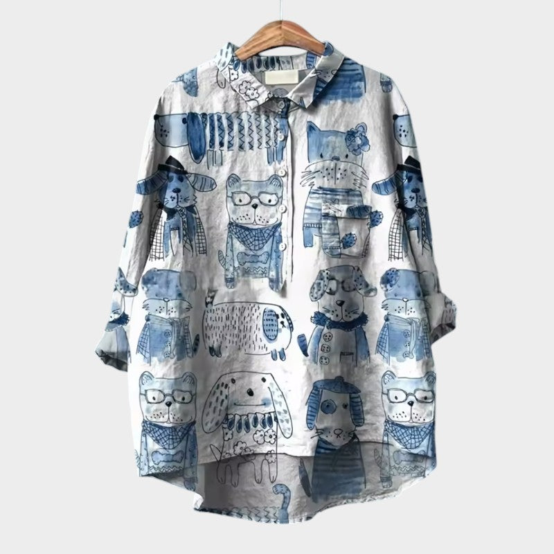 Marianella™ | Oversized Dog Print Shirt