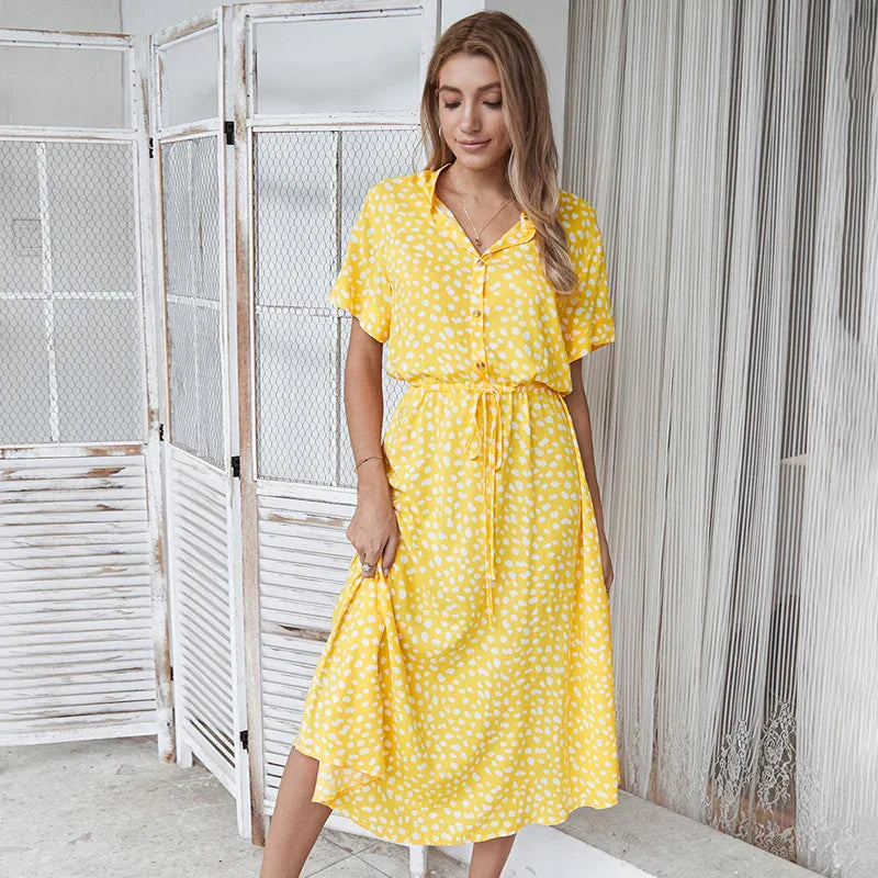 Edna™ | Vintage Waist-Tie Shirt Dress