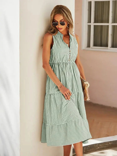 Gillian™ | Sleeveless Striped Dress
