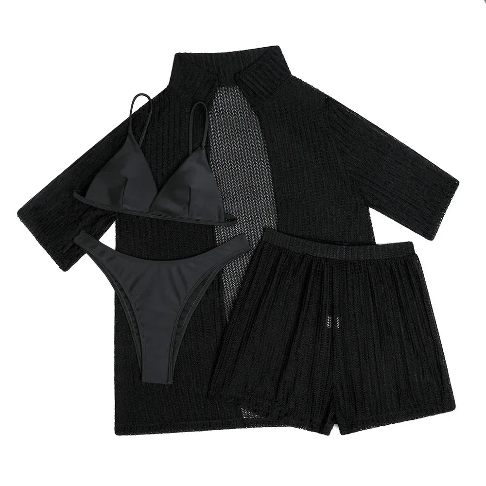 Aura™ | 4-Piece Mesh & Triangle Bikini Set