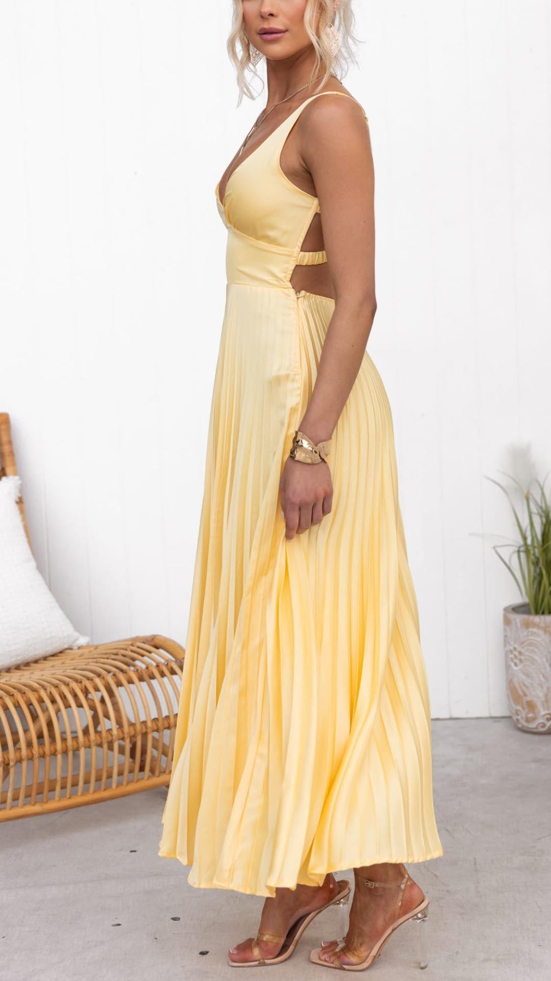 Esmea™ | Pleated V-Neck Dress