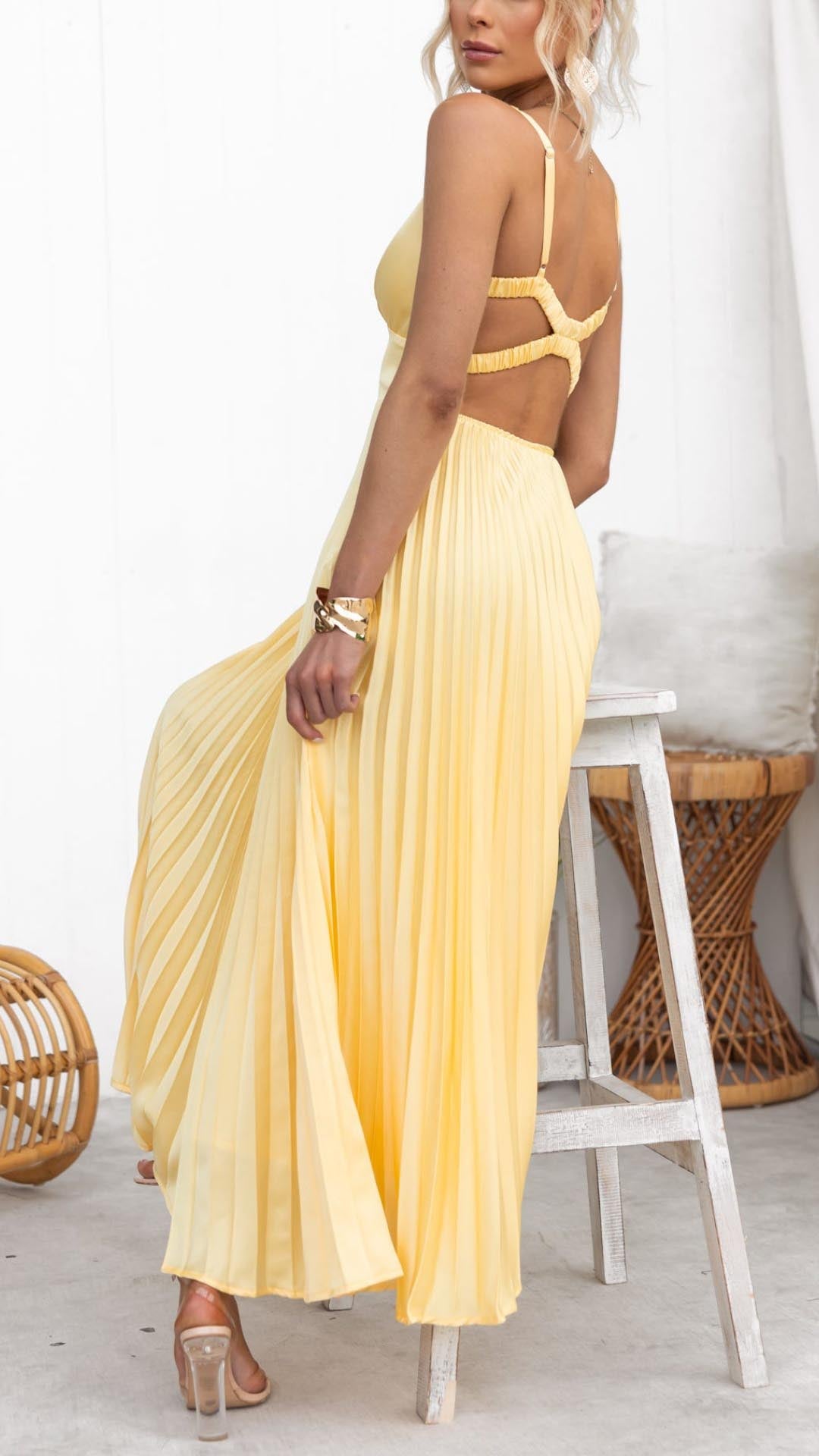 Esmea™ | Pleated V-Neck Dress