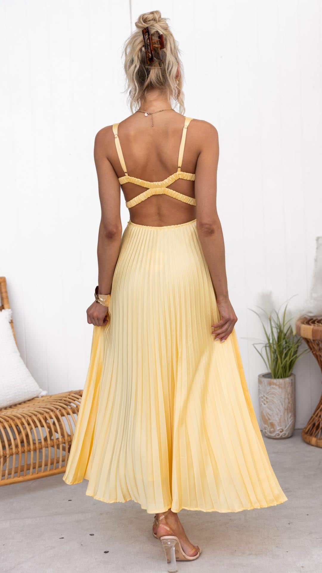 Esmea™ | Pleated V-Neck Dress